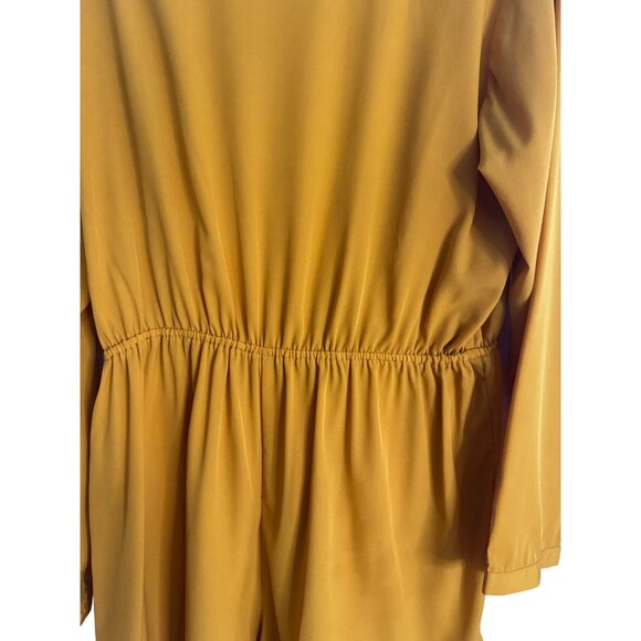 2/$25 Boohoo 14 Deep Mustard Yellow Long Sleeve Jumpsuit Polyester - Picture 12 of 16